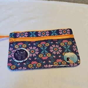 Floral Cosmetic Pouch - Blue and Pink